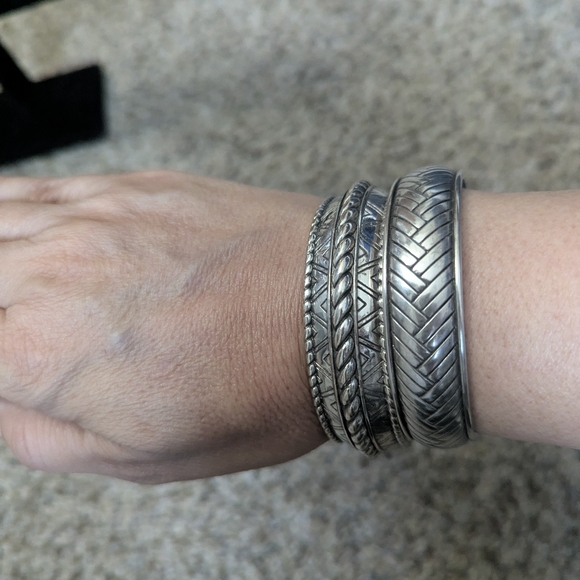 Brighton Silver Plated Wheat Weave Wide Bangle (Stamped) - Picture 4 of 5